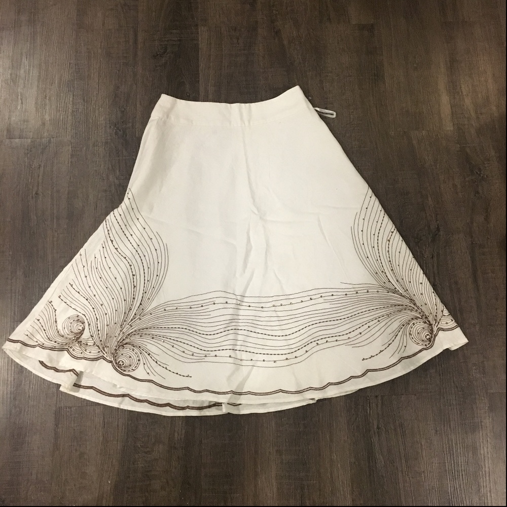 PRICE DROP Carole Little White Linen Sequin Skirt